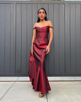 Phenomenal Fall 2000 John Galliano Deep Oxblood Silk Taffeta Corset Dress w Sweeping Skirt Panel