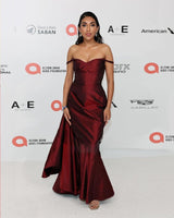 Phenomenal Fall 2000 John Galliano Deep Oxblood Silk Taffeta Corset Dress w Sweeping Skirt Panel