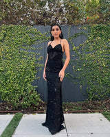 Gorgeous Fall 2003 Valentino Densely Beaded Bias Cut Black Silk Chiffon Dress