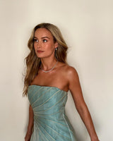 Superb Fall 2005 Richard Tyler Version of Runway Strapless Pale Blue & Ivory Silk Organza Dress