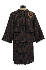 Pristine Pre-Fall 2012 Chanel by Karl Lagerfeld Metallic Gold Detailed Suit w Gripoix Buttons