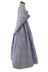 Elegant Late 1950s Sybil Connolly Couture Pale Lavender Pleated Linen Strapless Dress w Shawl
