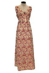 Amazing 1960s Malcolm Starr by Elinor Simmons Red & Gold Thread Dress w Sequin, Beading & Crystal Detailing