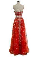 Exquisite 2020 Cucculelli Shaheen Collection 9 Strapless Hand Embroidered Carnelian Constellation Dress