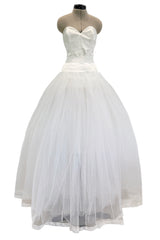 1993 Dolce & Gabbana Three Piece White Silk & Tulle Wedding Dress Overskirt & Veil Full Set