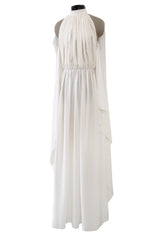 Beautiful Resort 2014 Givenchy by Riccardo Tisci Backless & Caped Panel Ivory Silk Chiffon Dress