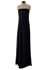 Spring 2007 Christian Dior by John Galliano Black Strapless Inner Corset Dress w Rhinestones & Beads