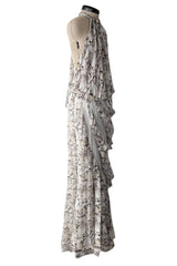 Dreamy Fall 2008 Ungaro by Esteban Cortazar Runway Look 18 Printed Chiffon Backless Halter Dress