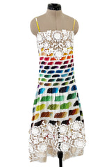 Hugely Documented Spring 2014 Chanel by Karl Lagerfeld Rainbow Print & Lace Runway Dress
