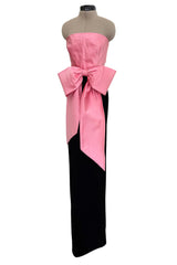 Gorgeous & Chic Fall 1984 Givenchy by Hubery de Givenchy Haute Couture Strapless Pink Silk & Black Velvet Dress
