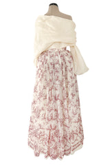 Prettiest 2000s Christian Lacroix Embroidered Net Strapless Dress w Dramatic Sleeved Bolero