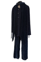 Ad Campaign Spring 2016 Giorgio Armani Runway Look 29 Three Piece Navy Top, Pant & Neckpiece Set