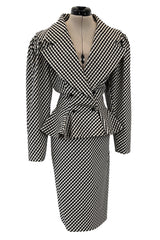 Fabulous Spring 1984 Emanuel Ungaro Haute Couture Runway B&W Check Suit