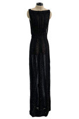 Extraordinary 2006 John Anthony Couture Black Hand Beaded Runway Dress w Bib Front & No Back