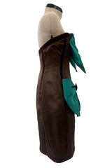 Fall 1988 Yves Saint Laurent Haute Couture Runway Look 79 Strapless Dress w Bows & Matching Cape