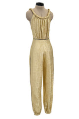 Amazing 2021 Fendi by Kim Jones Holiday Collection & Ad Campaign Metallic Gold Lurex Jumpsuit