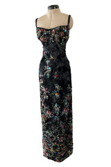 Exquisite 1950s Unlabeled Hand Made Couture Heavily Sequinned & Beaded Strapless Burlesque or Showgirl Dress