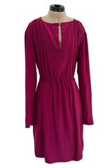 Chic Early 2000s Chloe Deep Burgundy Merlot Coloured Simple Silk Shift Dress w Ties