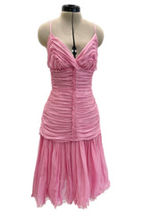 Recent Prada by Miuccia Prada Pale Pastel Pink Silk Chiffon Gathered Halter Dress
