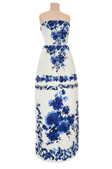 Valentino Fall 2013 by Maria Grazia Chiuri & Pierpaolo Piccioli Strapless Blue & White Dress