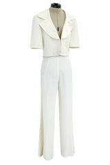 Chic Spring 1993 or 1996 Christian Dior by Gianfranco Ferre Numbered White Tux Pant Suit