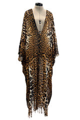 Spring 2002 Yves Saint Laurent by Tom Ford Runway Look 39 Leopard Fringe Silk Knit Caftan