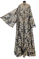Phenomenal Fall 1993 Paco Rabanne Haute Couture Runway Sample Look 51 Metallic Gold & Silk Net Evening Caftan Coat