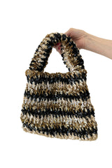 Hand Made to Order 1930s John-Fredericks Metallic Gold & Black Woven Evening Bag w Sequin Detailing