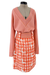 Phenomenal Spring 2001 Chanel by Karl Lagerfeld Runway Cashmere & Sequin Top & Skirt Set