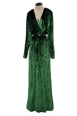 Beautiful Fall 2012 Gucci by Frida Giannini Runway Look 35 Deep Green Velvet Dress w Leopard Pattern