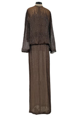 Fall 1981 John Anthony Couture Hand Beaded Silk Chiffon Top & Skirt Set