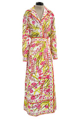 Wonderful 1960s Emilio Pucci Two Piece Cotton & Cotton Voile Pink & Yellow Skirt & Top Set