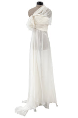 Cruise 2010 Christian Dior by John Galliano Runway Version in White Silk Chiffon Draped Dress