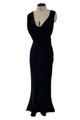 Fantastic Spring 1999 John Galliano Runway Look 11 Black Bias Cut Dress w Wide Strap Open Back