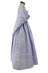 Elegant Late 1950s Sybil Connolly Couture Pale Lavender Pleated Linen Strapless Dress w Shawl
