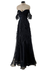 Spring 2004 Valentino by the Original Mr. Valentino Black Pleated Bodice & Ruffle Skirt Dress