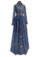 Phenomenal Fall 2013 Valentino by by Maria Grazia Chiuri & Pierpaolo Piccioli Runway Look 54 Dusty Blue Lace Dress