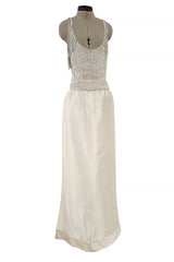 Extraordinary Spring 2001 Original Valentino Runway Look 73 Sequin Top & Ivory Silk Skirt Set