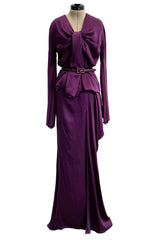 Rare Fall 2007 Christian Dior by John Galliano Runway Look 43 Purple Hammered Silk Top Skirt Dress Set