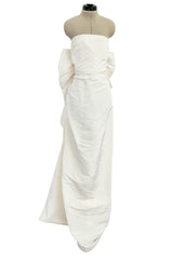 Gorgeous 2013 Lanvin Blanche by Alber Elbaz Strapless Ivory Silk Wedding Dress w Back Bow & Ruffle