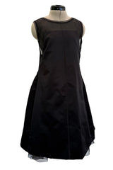c. 2006 Prada by Miuccia Prada Black Silk & Silk Chiffon Low Scooped Back Sleeveless Puff Dress
