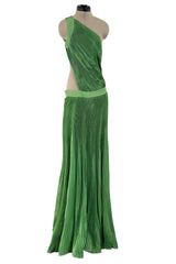 Very Rare Spring 2007 Roberto Cavalli Green Pleated Silk Chiffon Dress w Open Back & Sides