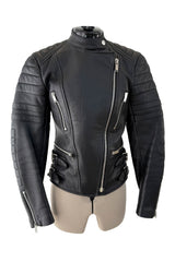 Celine by Phoebe Philo Leather Motorcycle Jacket w Silver Hardware