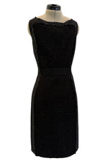 2010s Giambattista Valli Black Dress Stretch Sleeveless Dress w Front Metallic Thread Wool Inset