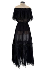 Spring 1977 Yves Saint Laurent 'Spanish Collection' Off-Shoulder Black Top & Skirt Set