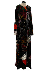 Fall 2015 Chloe by Clare Waight Keller Velvet Closing Runway Look 45 Velvet Patchwork Dress