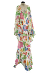 Prettiest Spring 2019 Etro by Veronica Etro Oversized Floral Print Bias Cut Silk Chiffon Spiral Dress