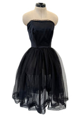 c.Fall 1991 Chanel by Karl Lagerfeld Strapless Mini Dress w Full Net Skirt