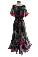 Prettiest Spring 2022 Valentino by Pierpaolo Piccioli Runway Look 88 Recreation of 1971 Dress in Floral Silk Chiffon