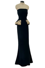 Spectacular Spring 2014 Alexander McQueen by Sarah Burton Strapless Crystal Detailed Peplum Dress